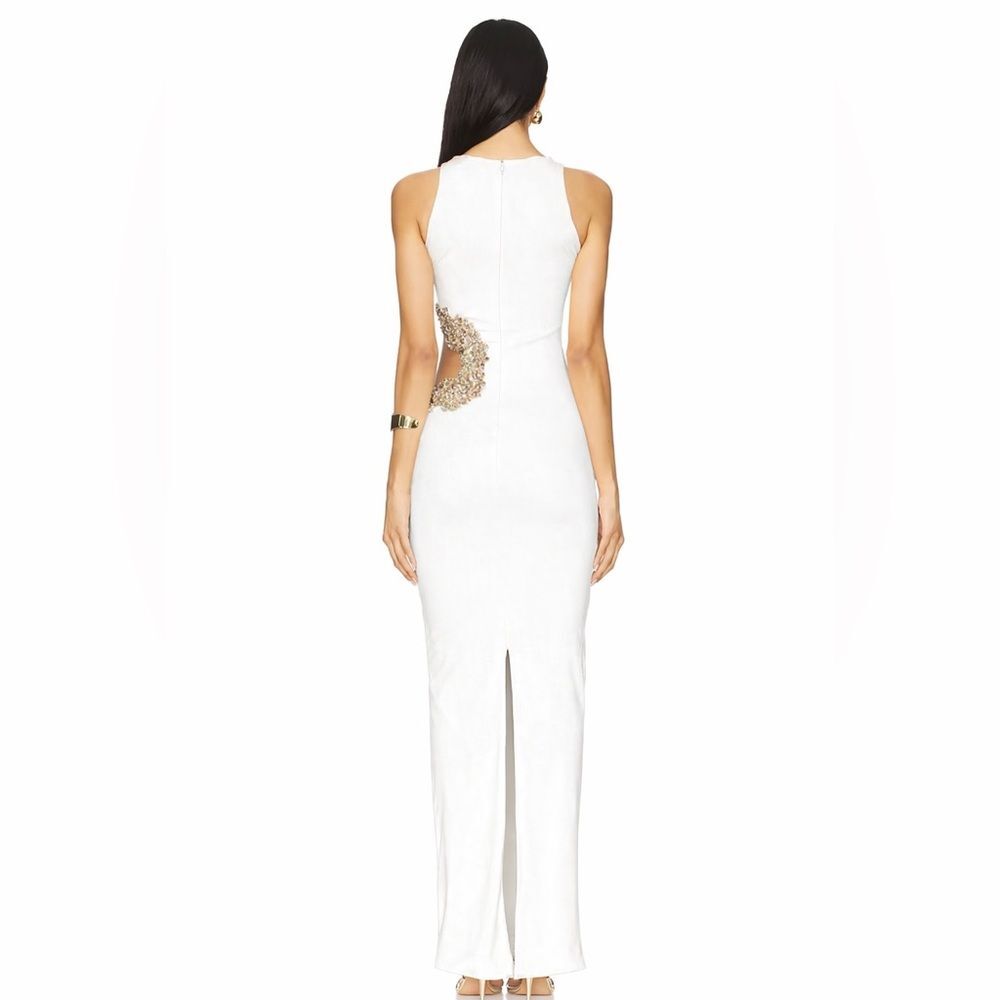 NEW BRONX AND BANCO Camila White Rhinestone Cutout Maxi Dress,  Evening Gown, S - Picture 2 of 14